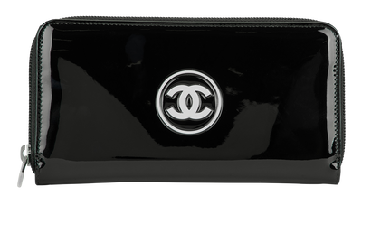 Chanel CC Logo Long Zip Wallet, front view